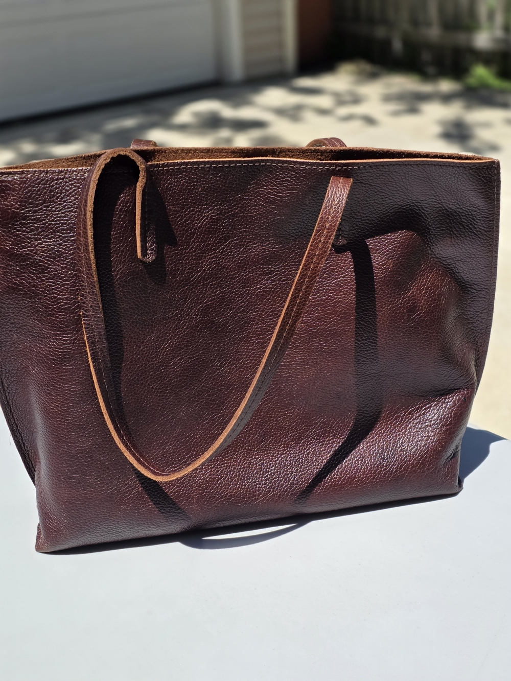 Portland Leather Large August Tote In Coldbrew